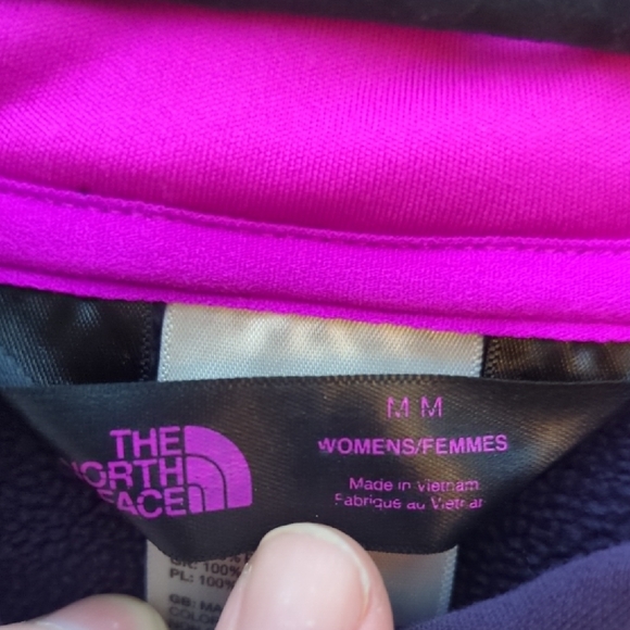 The North Face Womens' Dark Purple Hoodie with Pink Logo - Picture 2 of 10